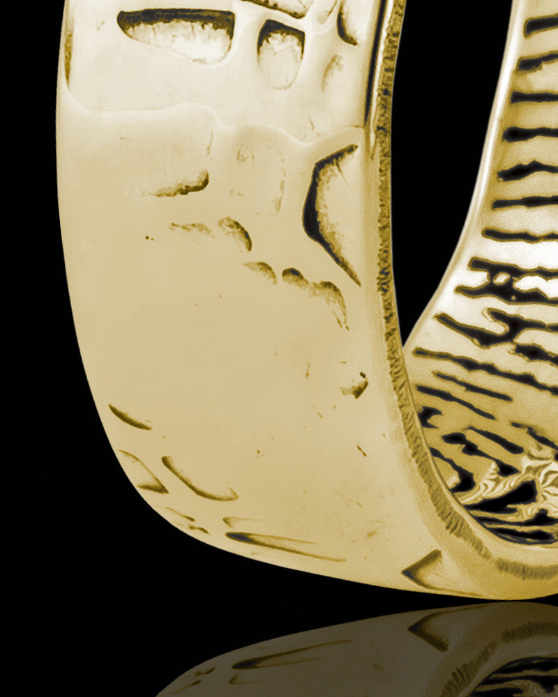 Ladies Solid 14k Gold Textured Thumbprint Ring