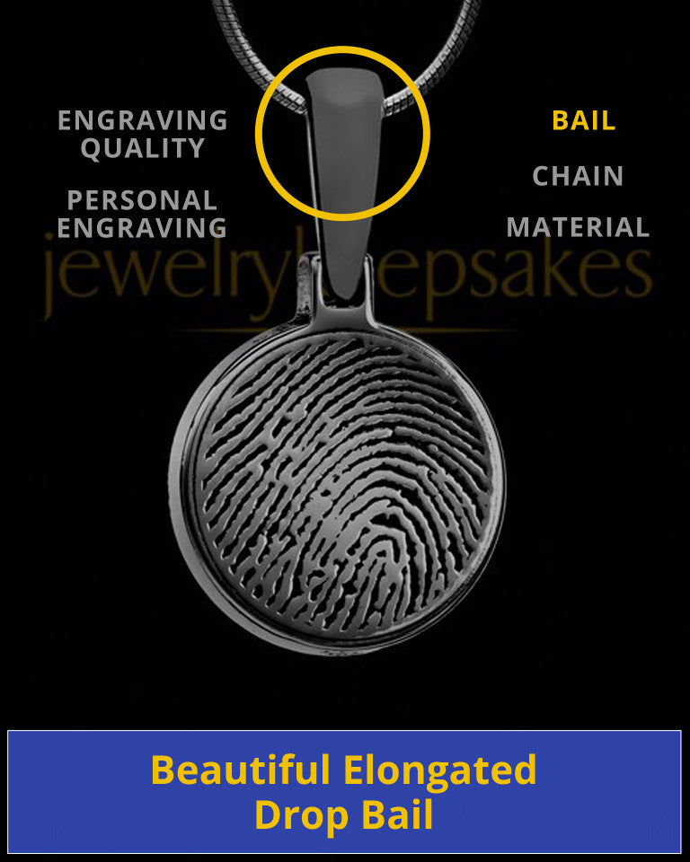 Black Plated Round Thumbprint Pendant