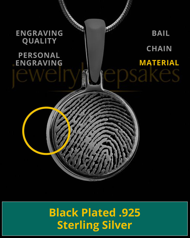 Black Plated Round Thumbprint Pendant