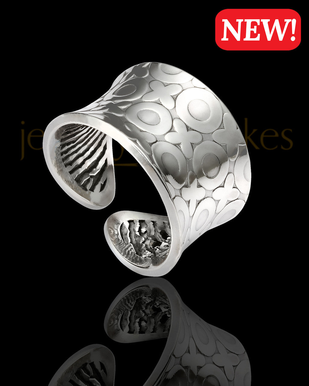Sterling Silver Hugs and Kisses Thumbprint Ring