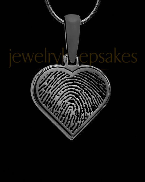 Thumbprint Heart Black Plated Pendant