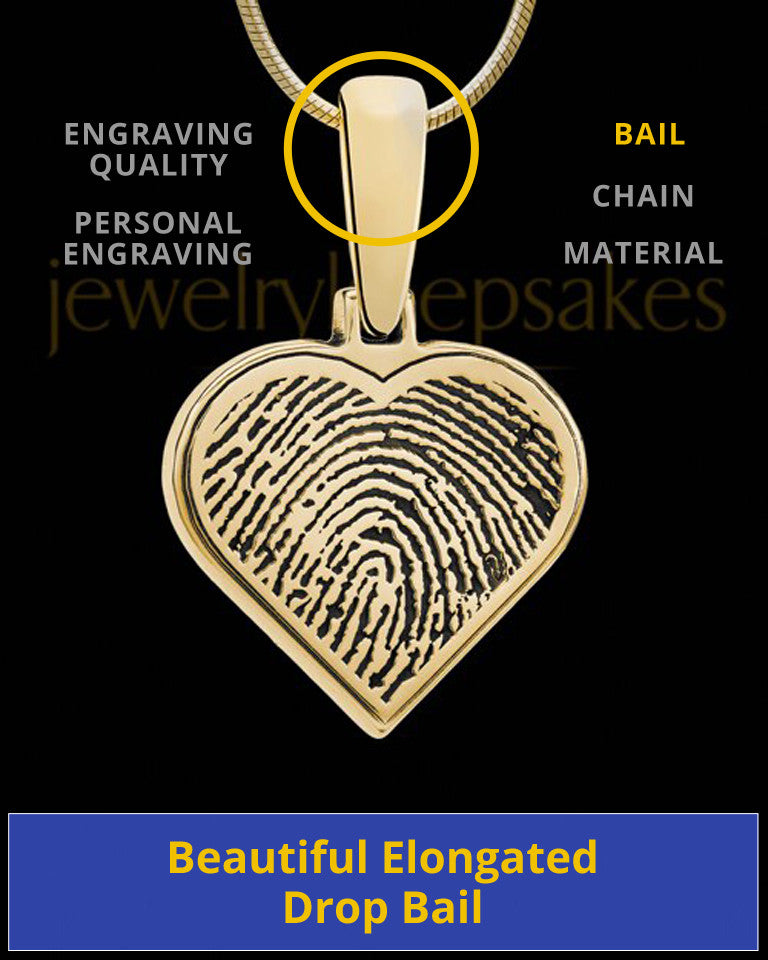 Custom Gold Plated Heart Thumbprint Pendant Necklace With Engraving