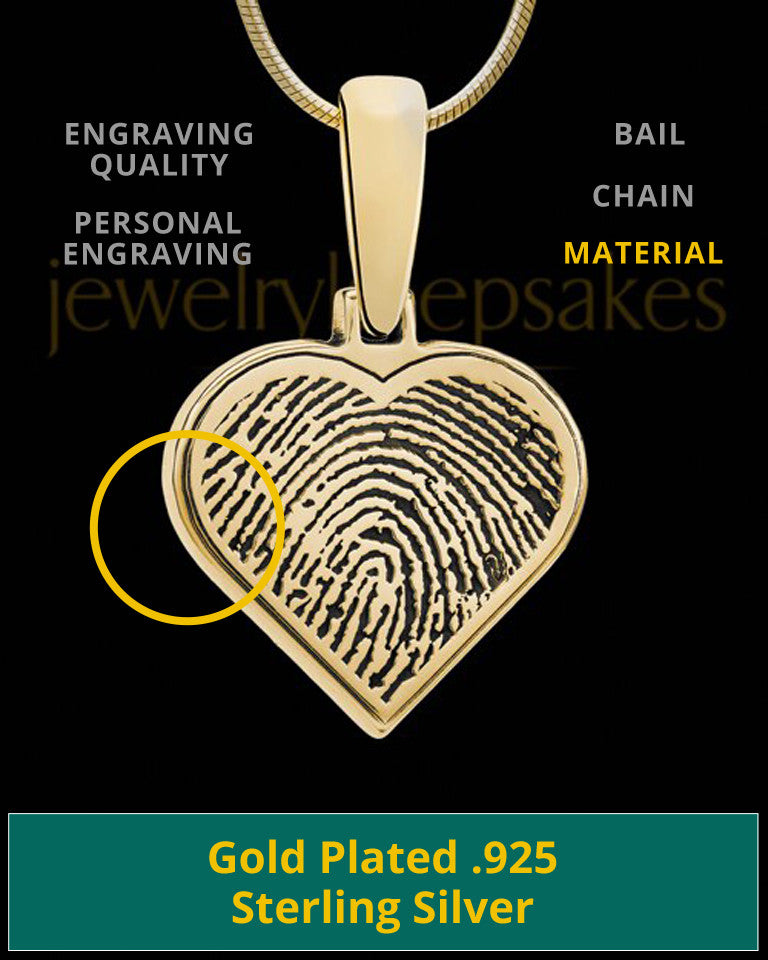 Custom Gold Plated Heart Thumbprint Pendant Necklace With Engraving