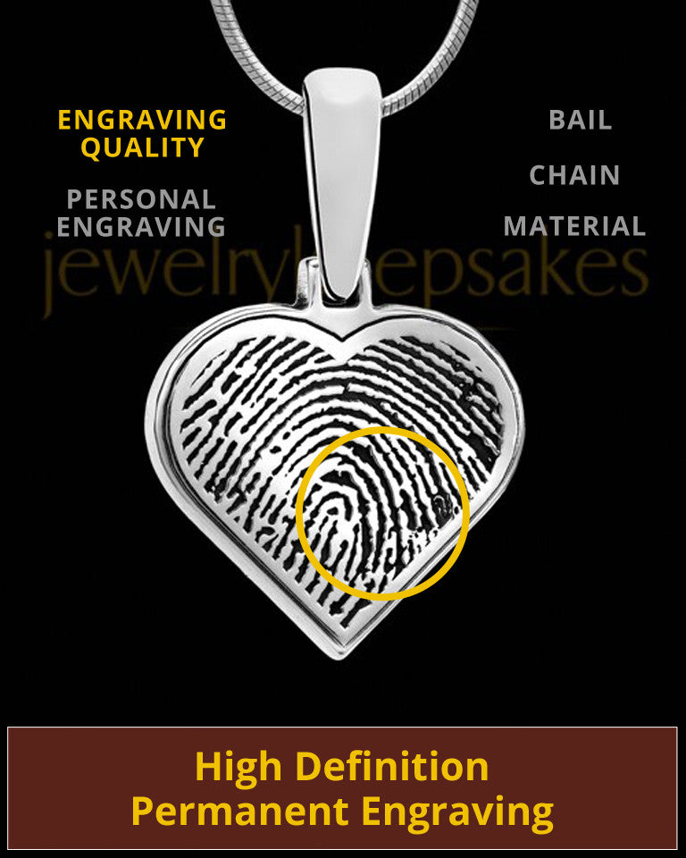 Custom Engravable Heart Thumbprint Pendant Necklace In Sterling Silver