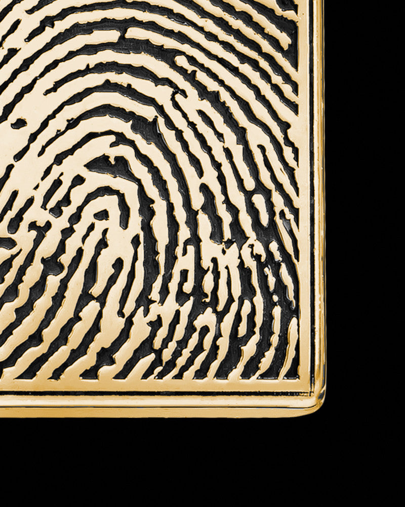 Solid 14k Gold Rectangle Thumbprint With Signature Pendant