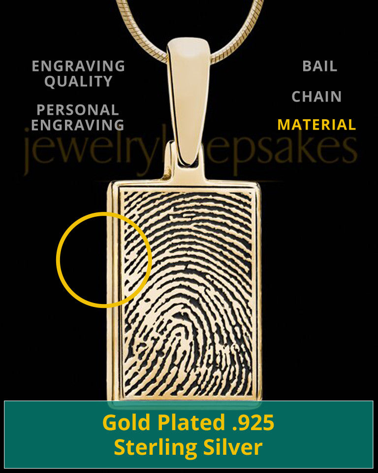 Rectangle Thumbprint Gold Plated Pendant