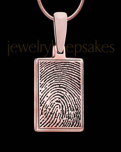 Thumbprint Rectangle Rose Gold Plated Pendant