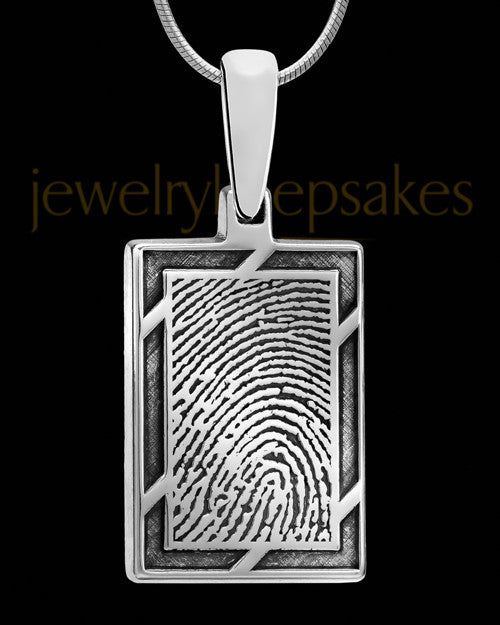 Framed Rectangle Sterling Thumbprint Pendant