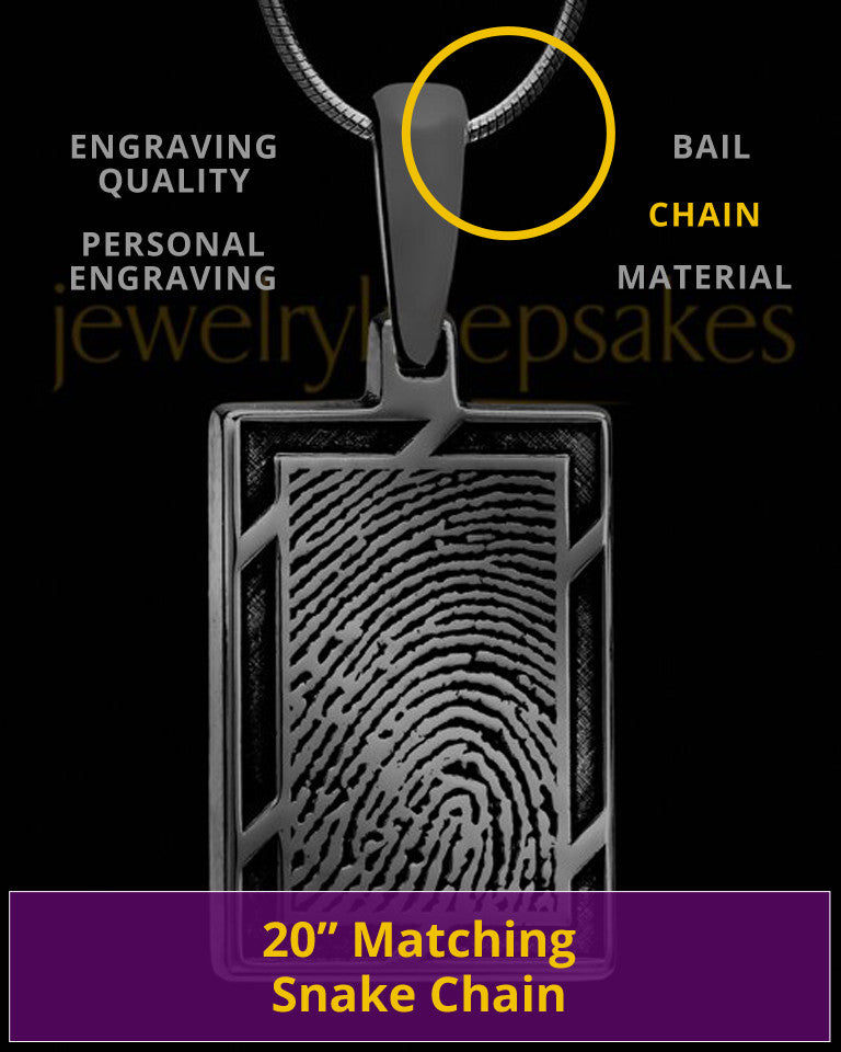 Thumbprint Framed Rectangle Black Plated Pendant
