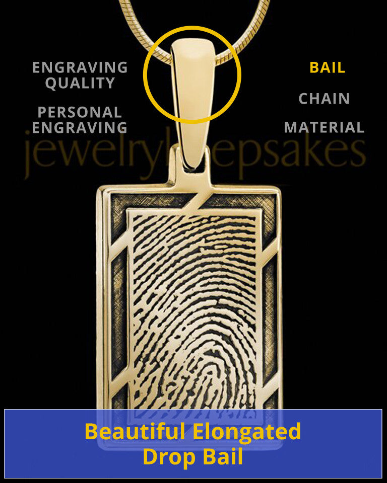 Solid 14k Gold Framed Rectangle Thumbprint Pendant
