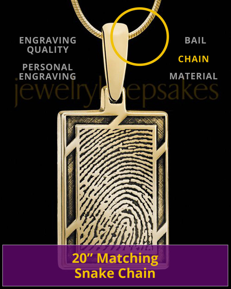 Solid 14k Gold Framed Rectangle Thumbprint Pendant