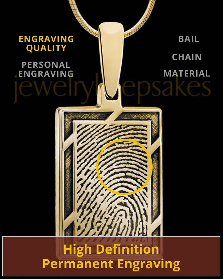 Solid 14k Gold Framed Rectangle Thumbprint Pendant