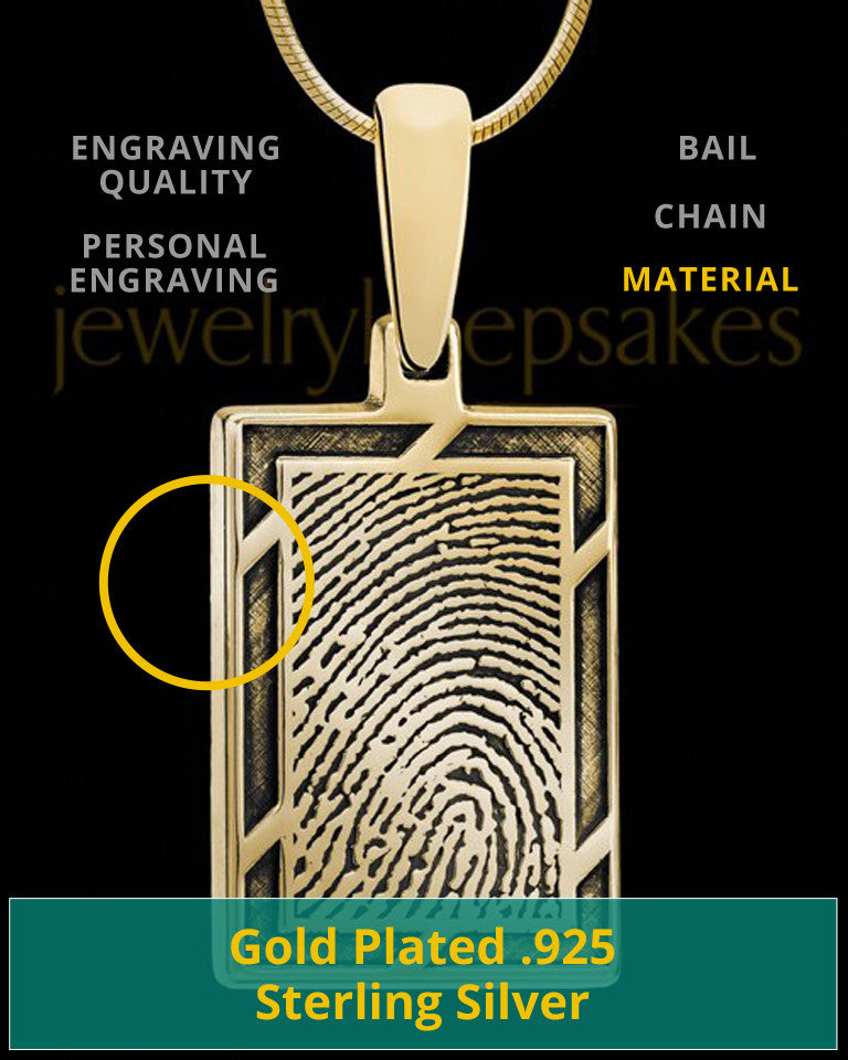Framed Gold Plated Rectangle Thumbprint Pendant