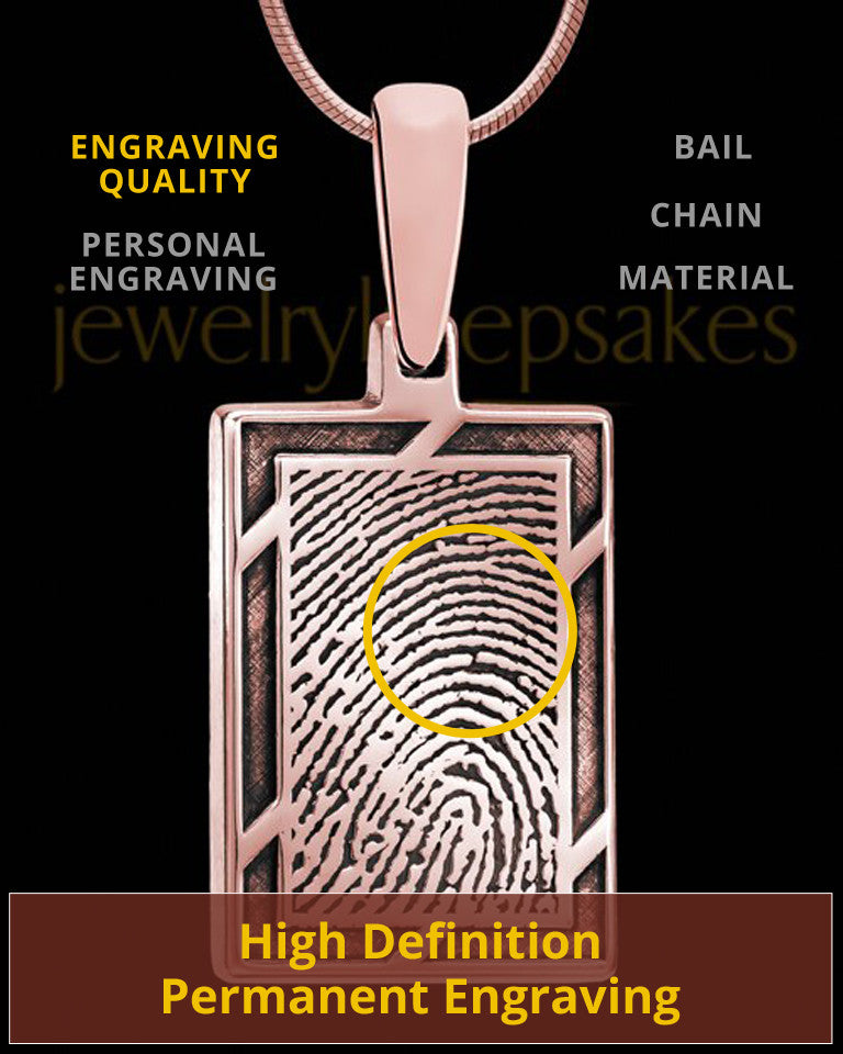 Rose Gold Plated Framed Rectangle Thumbprint Pendant
