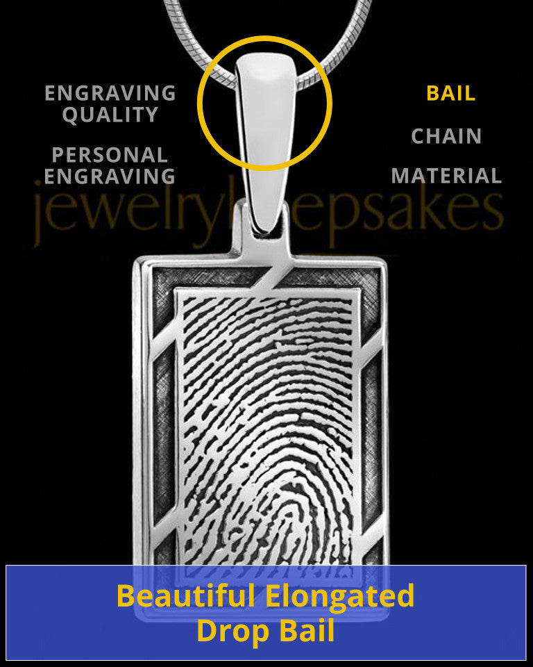 Framed Rectangle Sterling Thumbprint Pendant
