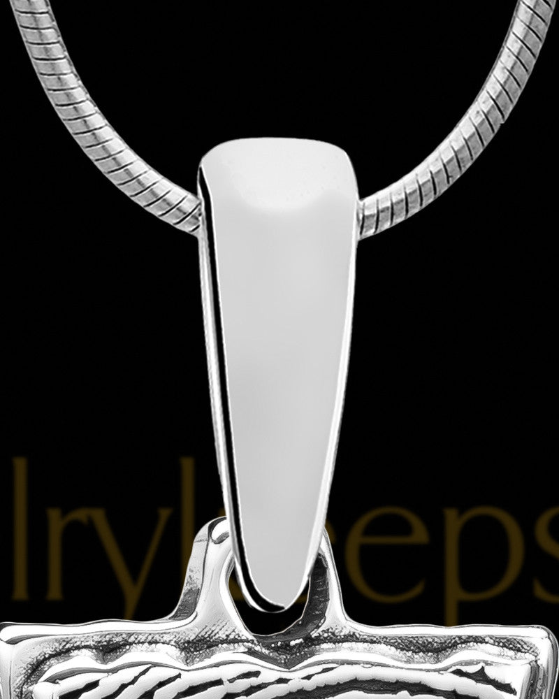 Solid 14k White Gold My Love Rectangle Thumbprint With Signature Pendant