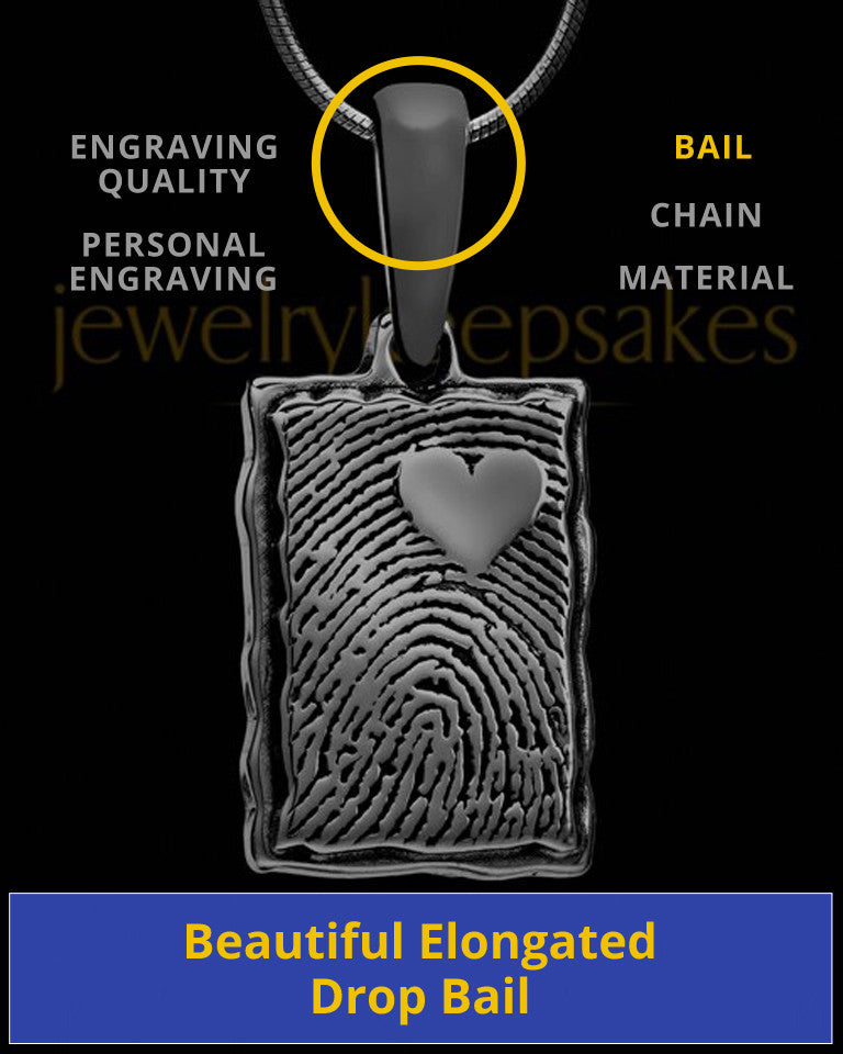My Love Rectangle Thumbprint Black Plated Pendant