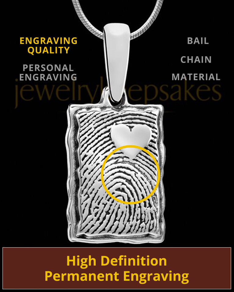 Engravable Rectangle Thumbprint Pendant My Love Sterling Silver