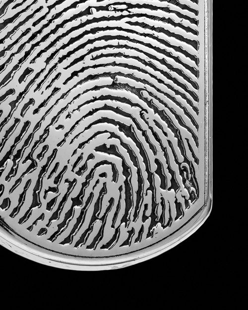 Solid 14k White Gold Dog Tag Thumbprint With Signature Pendant