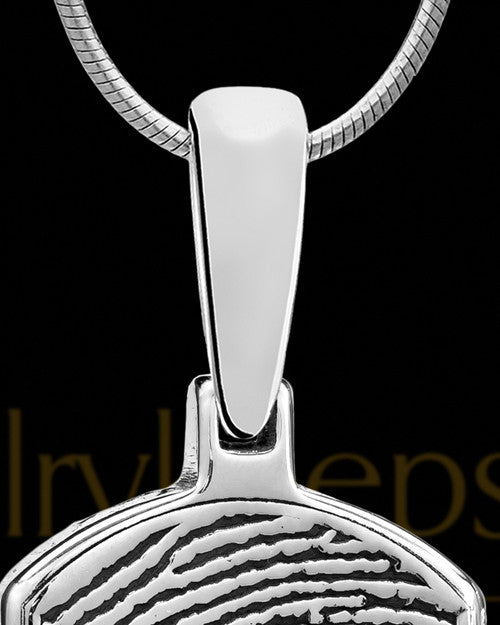 Solid 14k White Gold Dog Tag Thumbprint With Signature Pendant