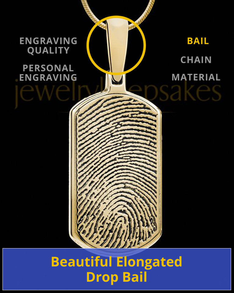 Solid 14k Gold Dog Tag Thumbprint Pendant