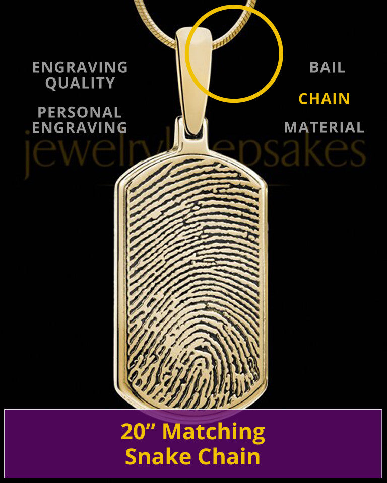 Solid 14k Gold Dog Tag Thumbprint Pendant