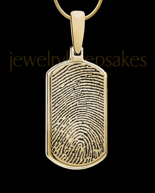 Gold Plated Dog Tag Thumbprint Sterling Silver With Signature Pendant