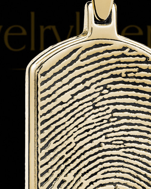 Solid 14k Gold Dog Tag Thumbprint With Signature Pendant