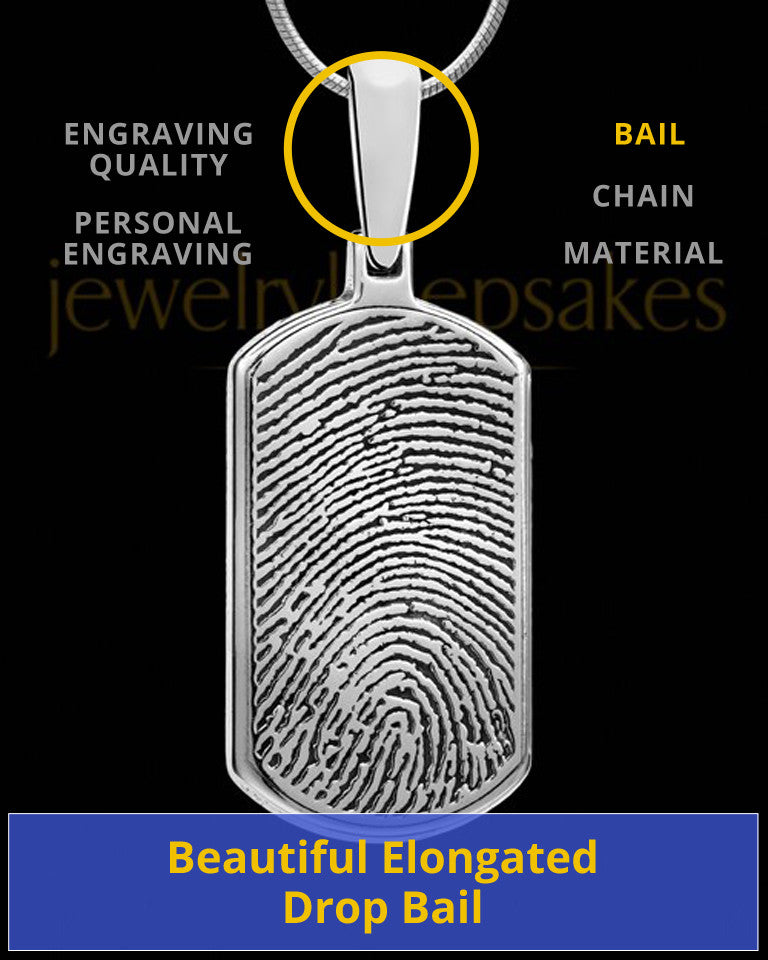 Sterling Silver Dog Tag Thumbprint Pendant