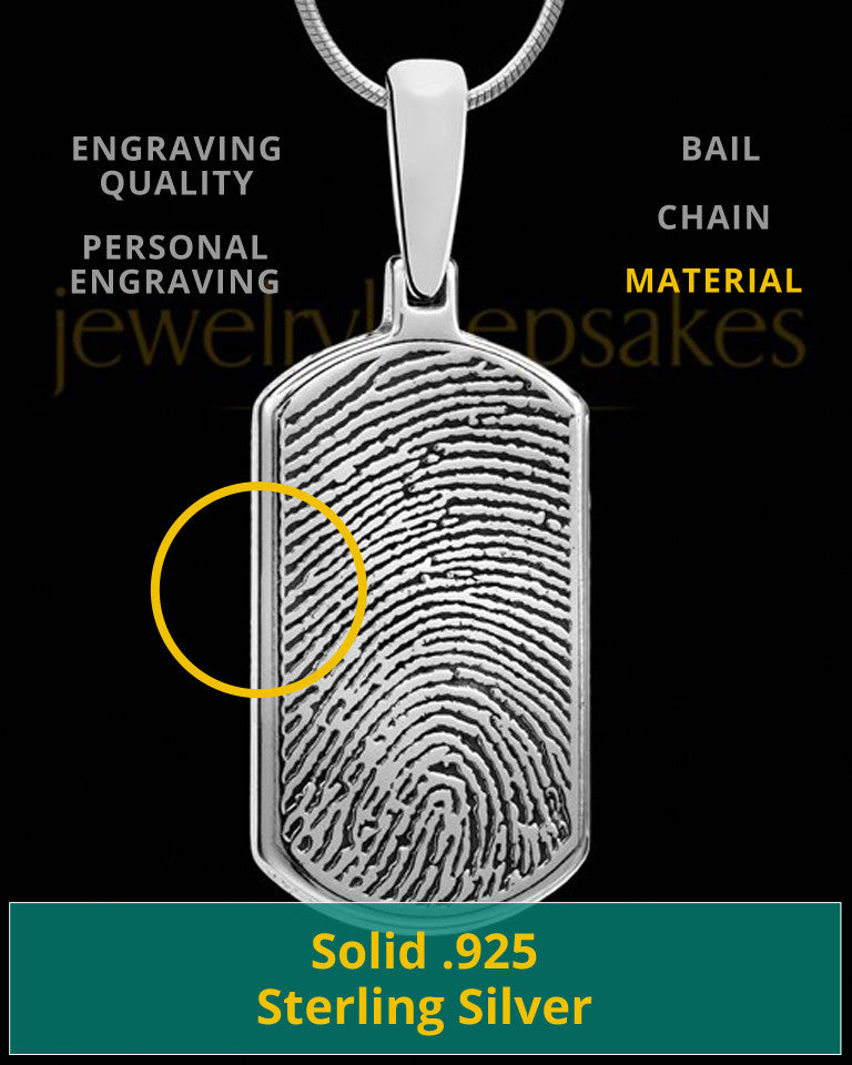 Sterling Silver Dog Tag Thumbprint Pendant