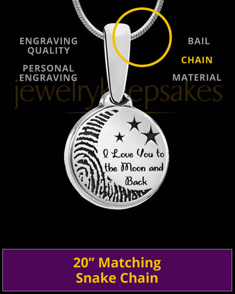 Sterling Silver to the Moon and Back Thumbprint Pendant