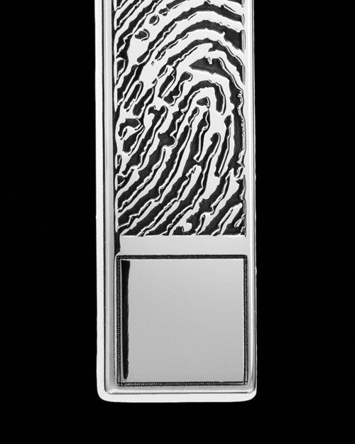 Sterling Silver Bar Thumbprint With Signature Pendant