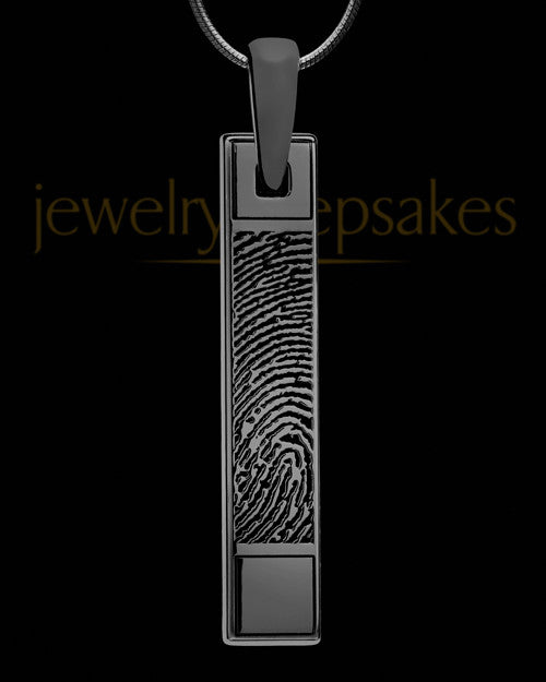 Thumbprint Bar Pendant Black Plated With Signature