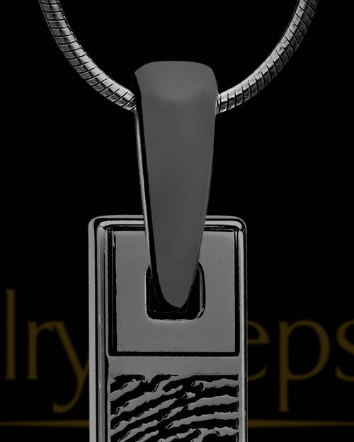 Thumbprint Bar Pendant Black Plated With Signature