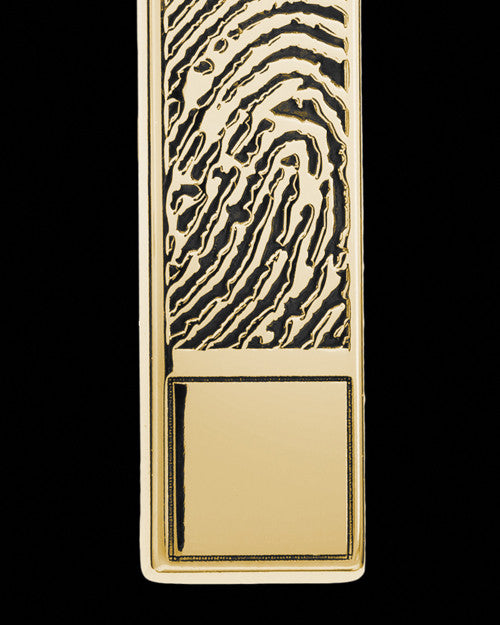 Solid 14k Gold Bar Thumbprint Pendant With Signature