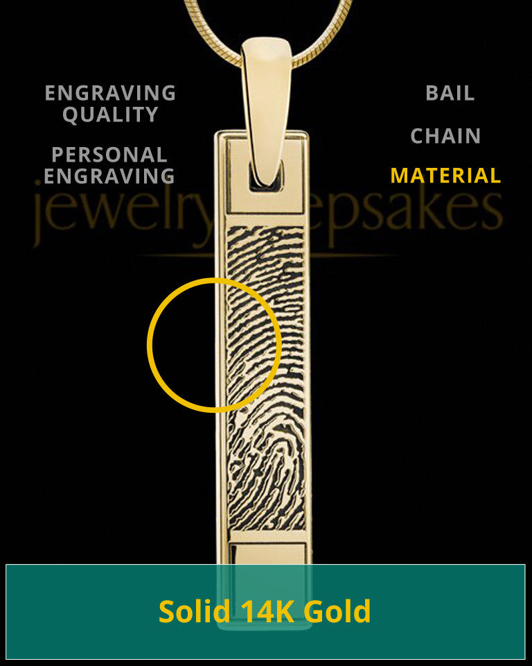 Solid 14k Gold Bar Thumbprint Pendant