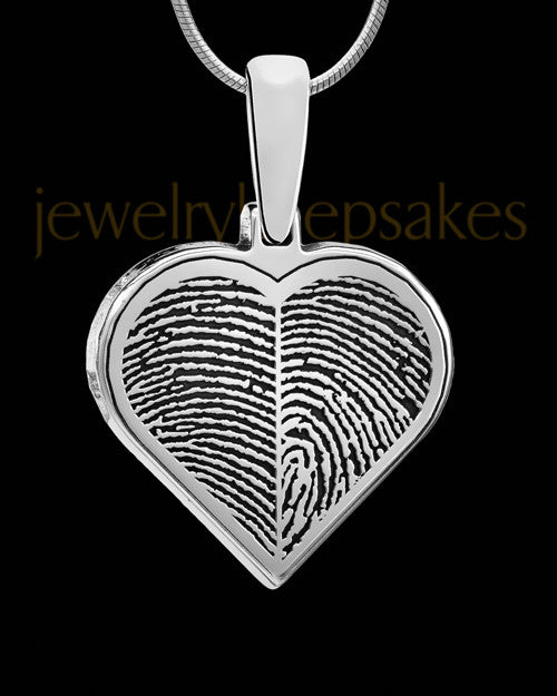 Personalized Dual Thumbprint Heart Pendant Necklace In Sterling Silver