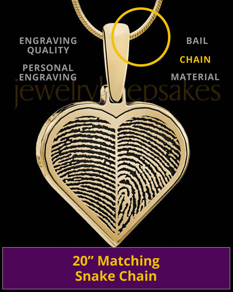 Solid 14k Gold Two-print Heart Thumbprint Pendant