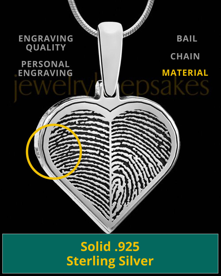 Personalized Dual Thumbprint Heart Pendant Necklace In Sterling Silver