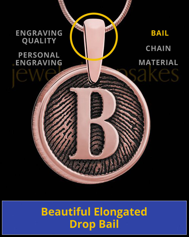 Raised Initial Rose Gold Plated Round Thumbprint Pendant