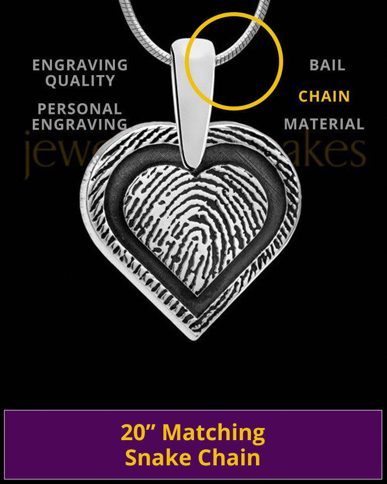 Solid 14k White Gold Bounded Heart Thumbprint Pendant
