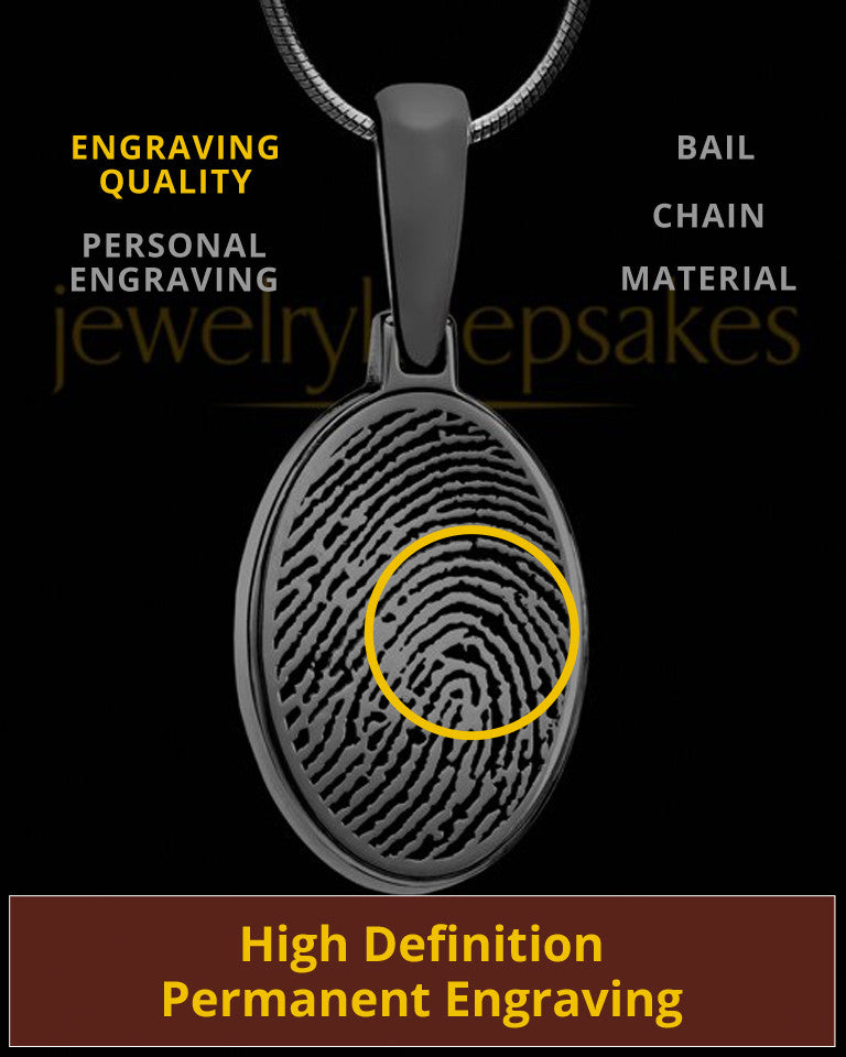 Black Plated Oval Thumbprint Pendant