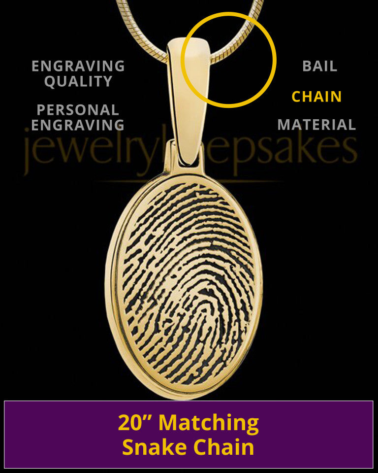 Solid 14k Gold Oval Thumbprint Pendant