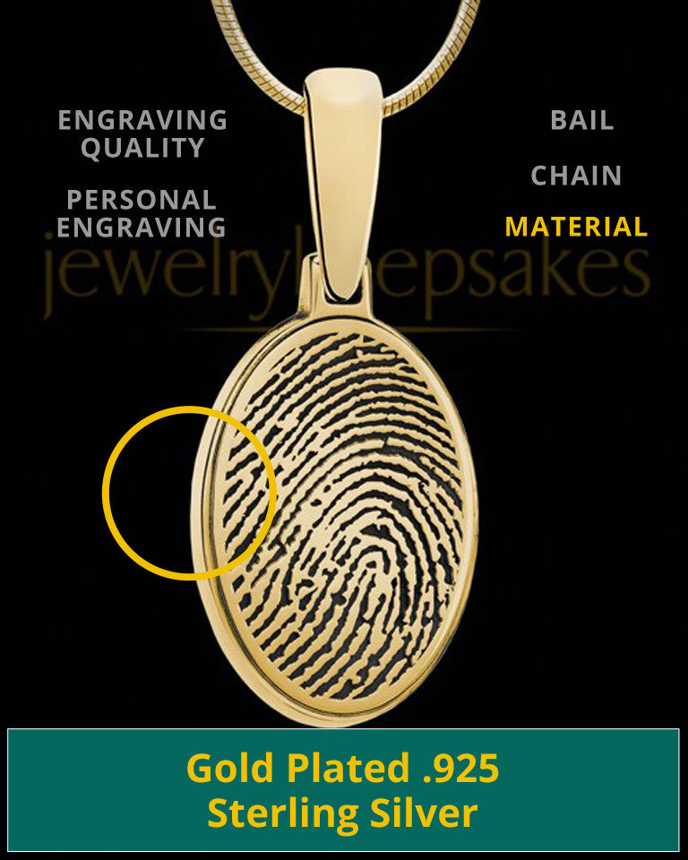 Oval Gold Plated Silver Thumbprint Pendant