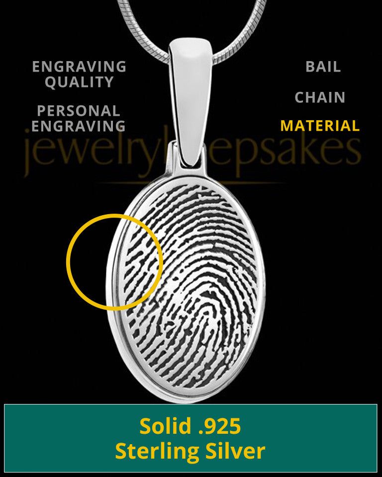Custom Thumbprint Pendant Necklace in Sterling Silver With Engraving - The Perfect Personalized Gift