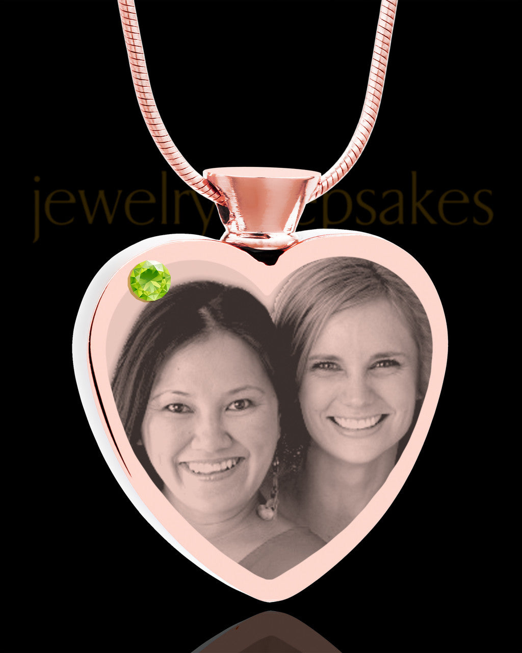 August Rose Gold Plated Heart Photo Engraved Cremation Pendant