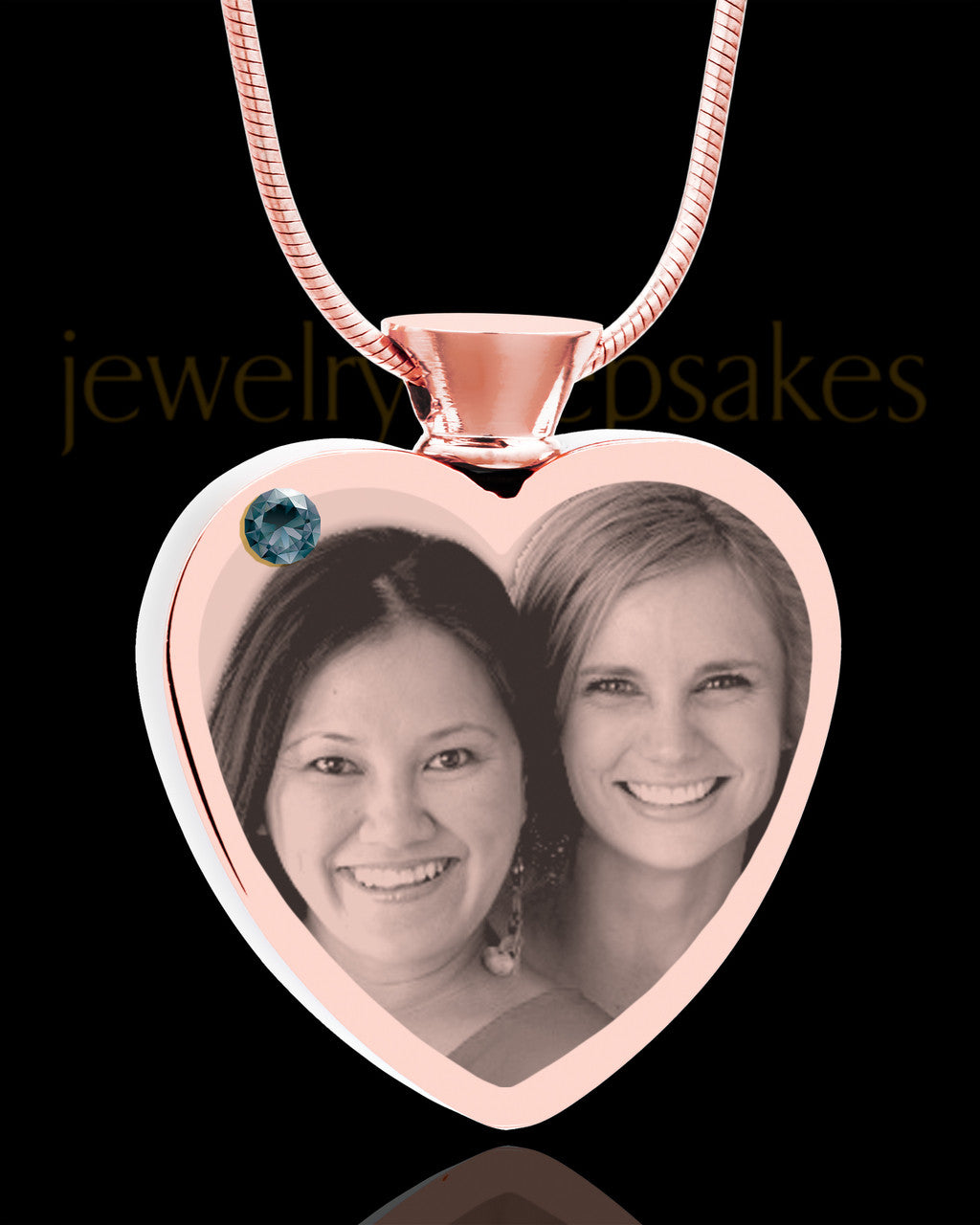 December Rose Gold Plated Heart Photo Engraved Cremation Pendant