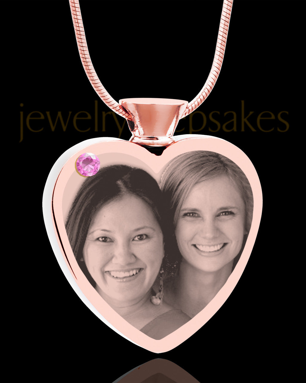 June Rose Gold Plated Heart Photo Engraved Cremation Pendant