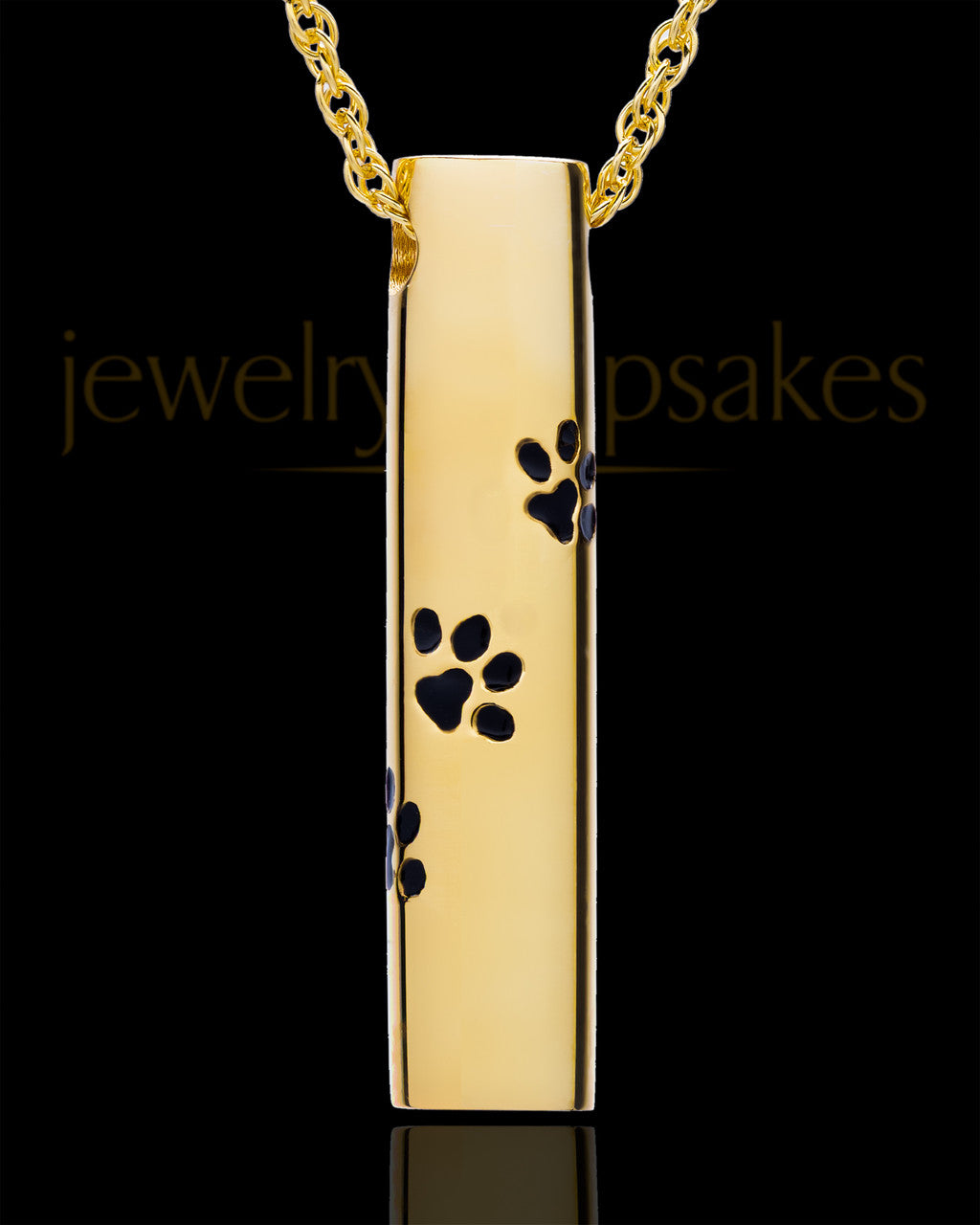 Pet Ash Pendant 14K Gold Paw Cylinder Keepsake