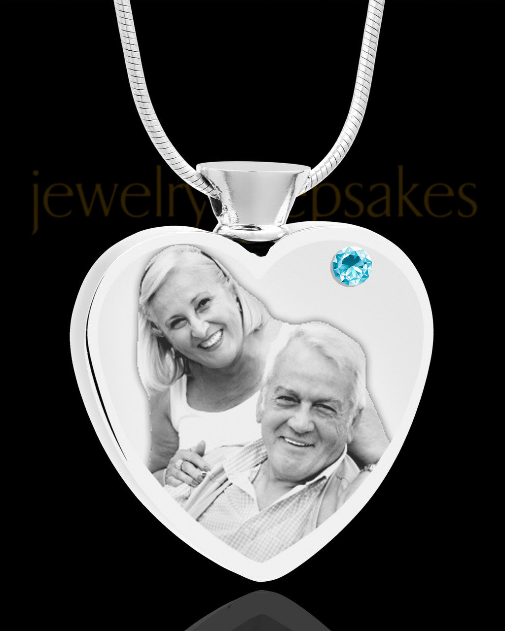March Stainless Steel Photo Engraved Heart Cremation Pendant